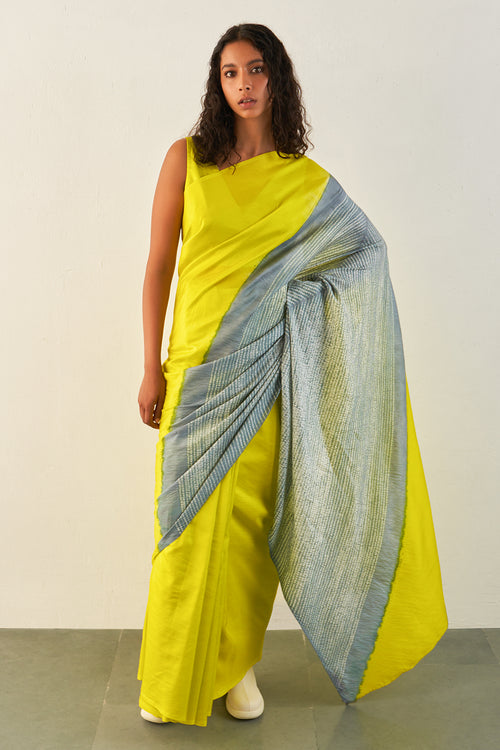 Grey Lime Stream Saree