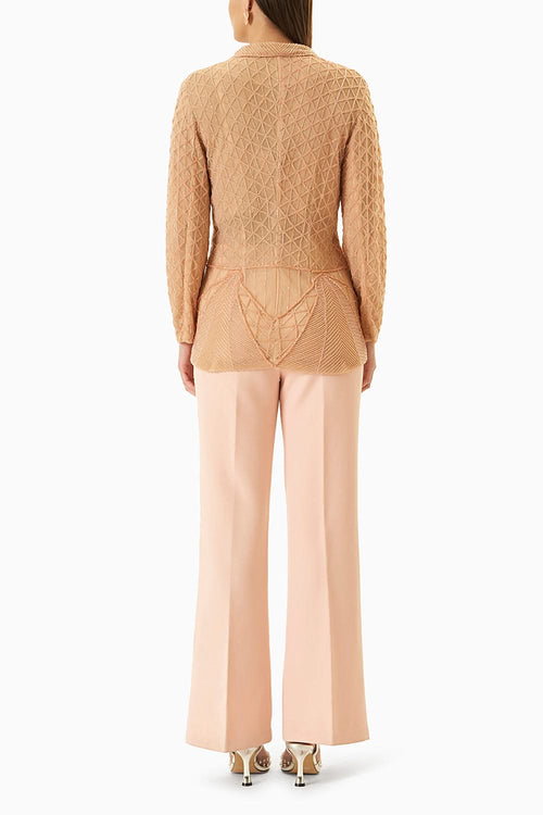 Peach Embellished Jacket with Bustier and Pants