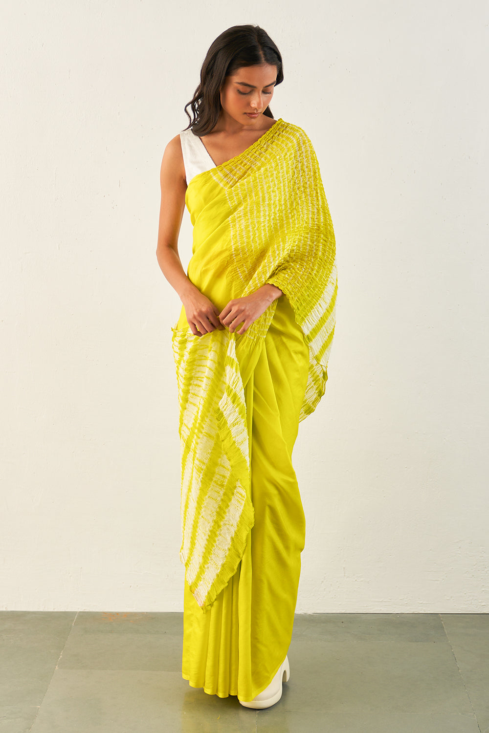 Lime Flow Saree
