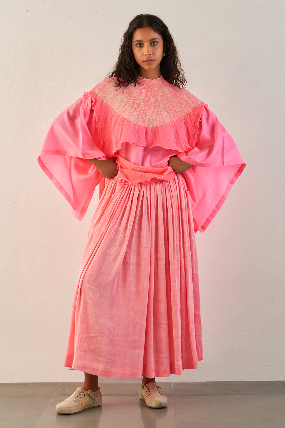 Pink Linen Silk Skirt