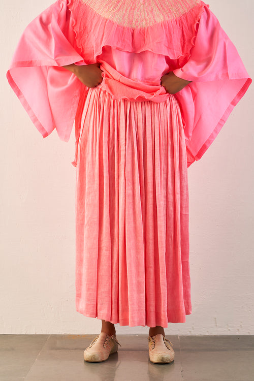 Pink Linen Silk Skirt