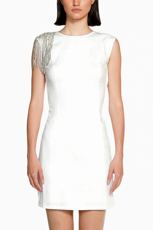 Silver Rhinestone Mini Dress
