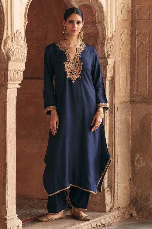 Amaya Deep Blue Long Kaftan With Salwar