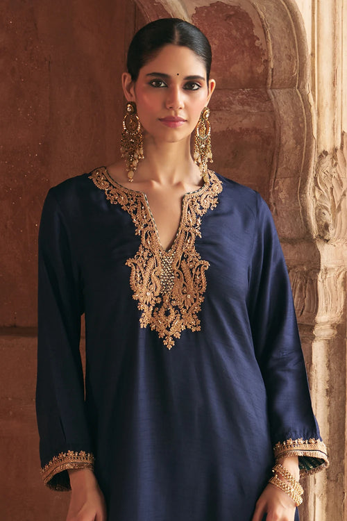 Amaya Deep Blue Long Kaftan With Salwar