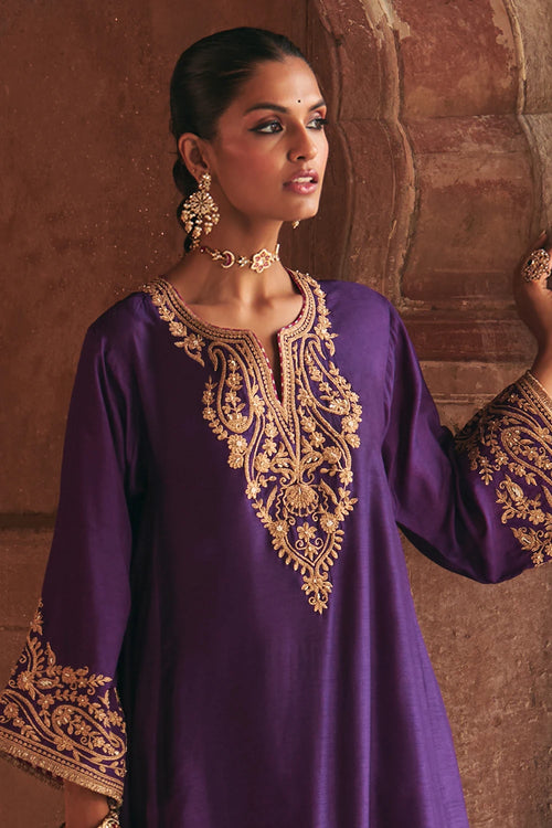 Marwa Deep Purple Short Chauga With Salwar