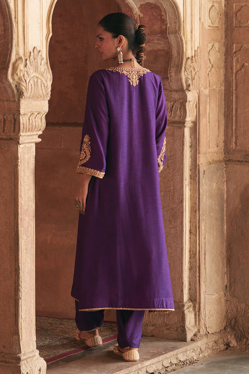 Haayat Deep Purple Long Kaftan With Salwar