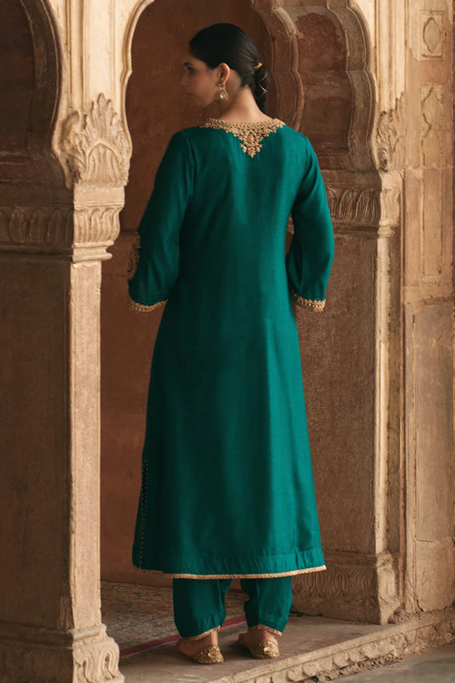 Haayat Emerald Green Long Kaftan With Salwar