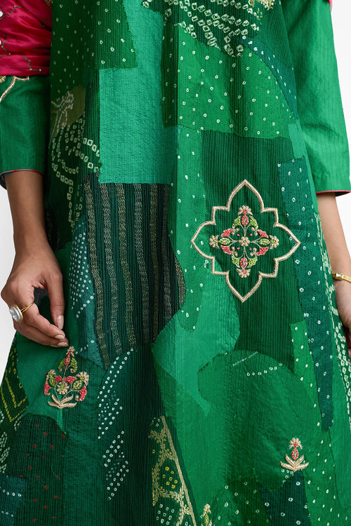 Green Patchwork Zardozi Suit Set