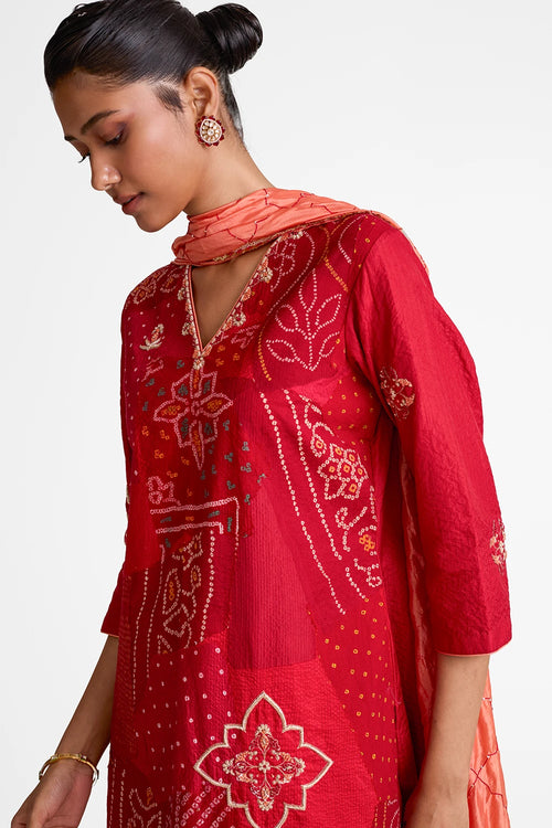 Maroon Patchwork Zardozi Suit Set