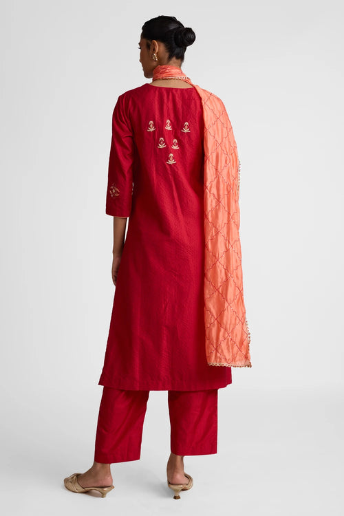 Maroon Patchwork Zardozi Suit Set
