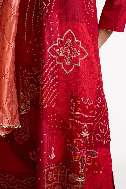 Maroon Patchwork Zardozi Suit Set