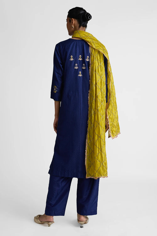 Blue Patchwork Zardozi Suit Set