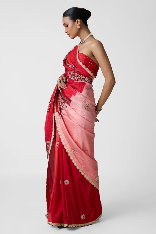 Maroon Rectangle Patchwork Saree