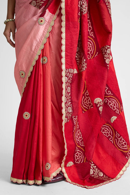 Maroon Rectangle Patchwork Saree