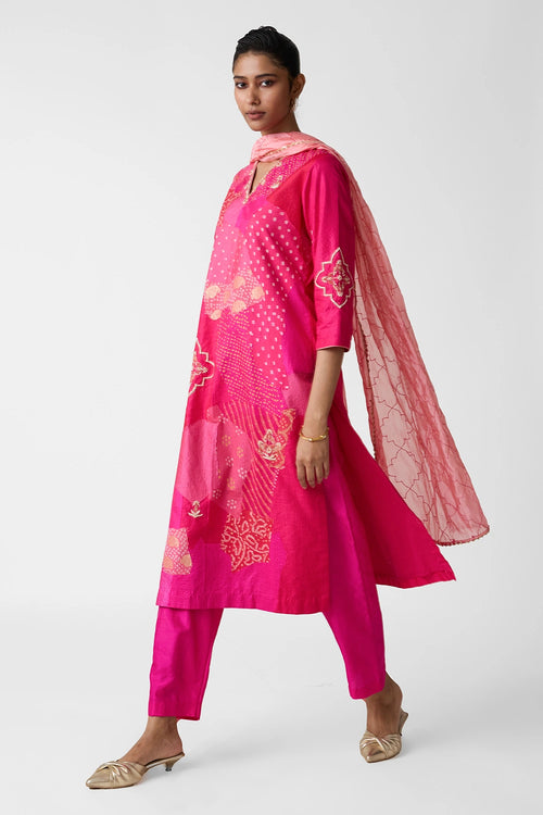 Tomato Patchwork Zardozi Suit Set