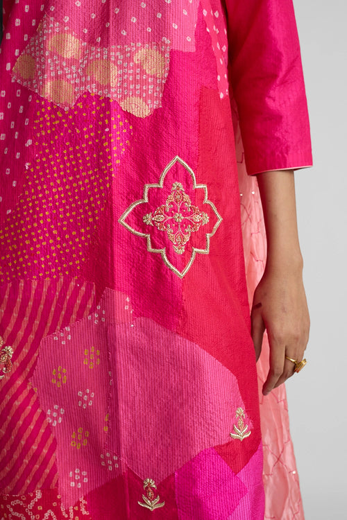 Tomato Patchwork Zardozi Suit Set