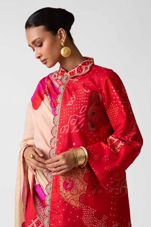 Patchwork Zardozi Jacket with Tissue Saree