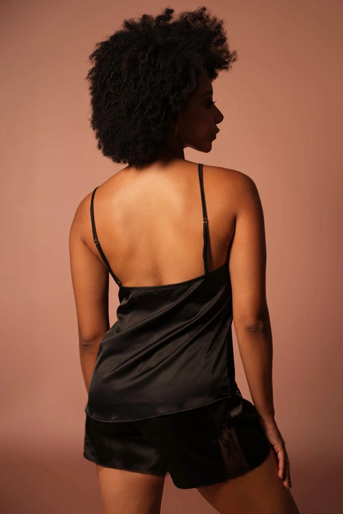 Black Lace Cami Top and Shorts Set