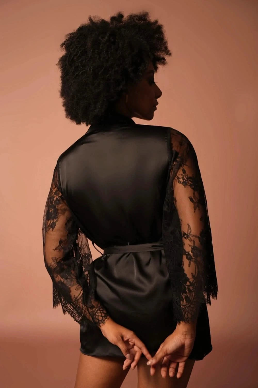 Black Robe with Lace Sleeves