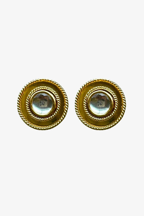 Polki Dot Stud Gold Earrings
