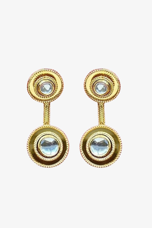 Polki 2 Dot Gold Earrings