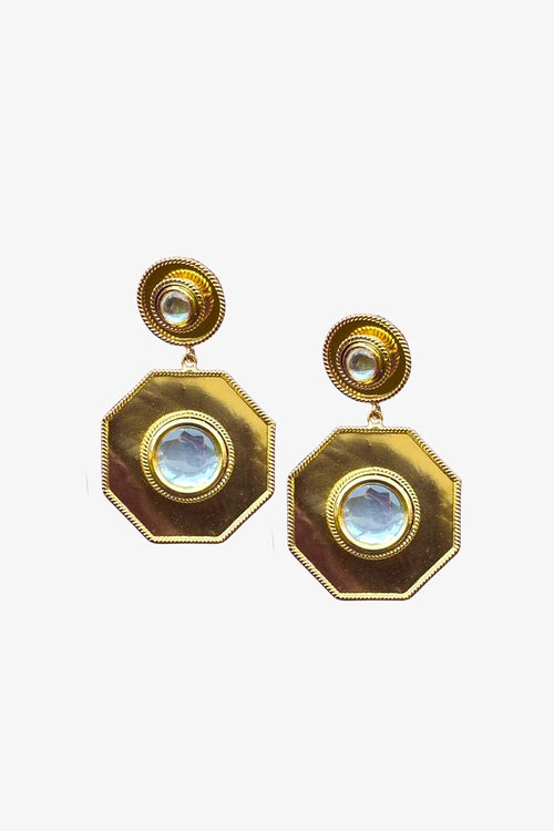 Polki Hexagon Earrings