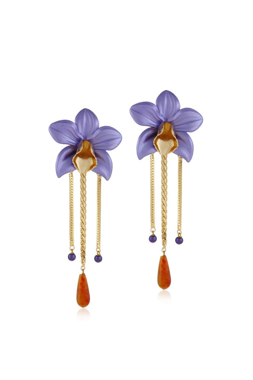 Lavender Dangling Orchid Earring