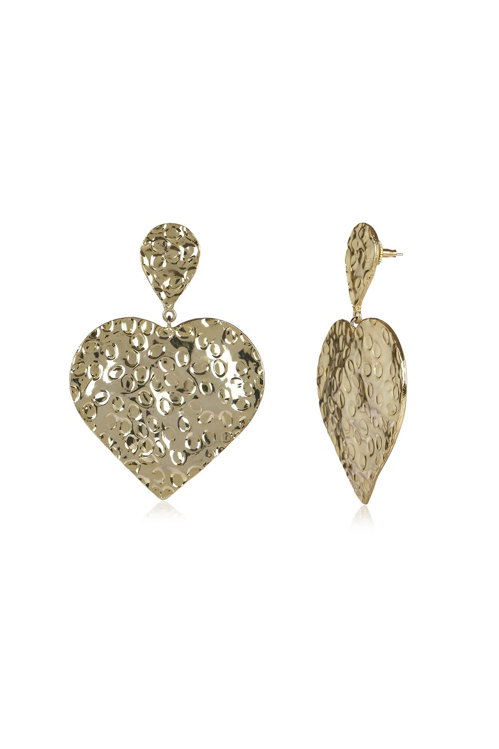 Beaten Heart Gold Earring