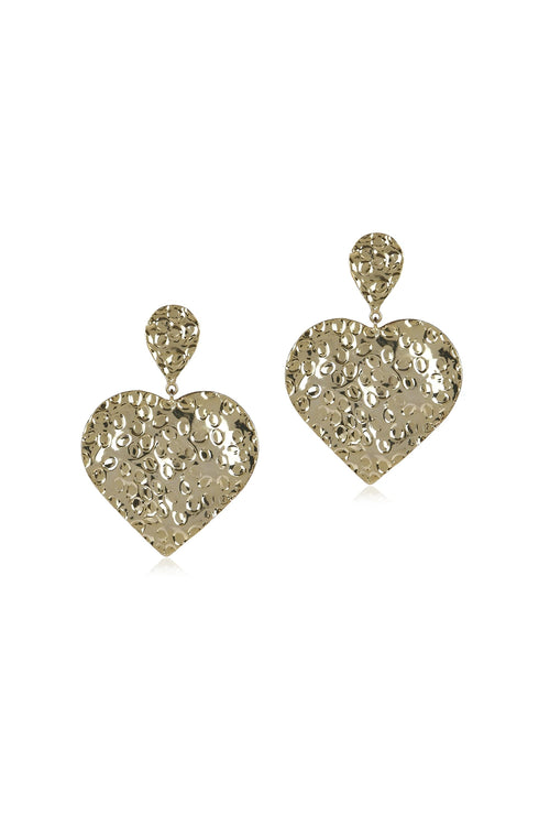 Beaten Heart Gold Earring