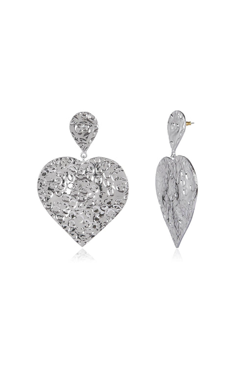 Beaten Heart Silver Earring