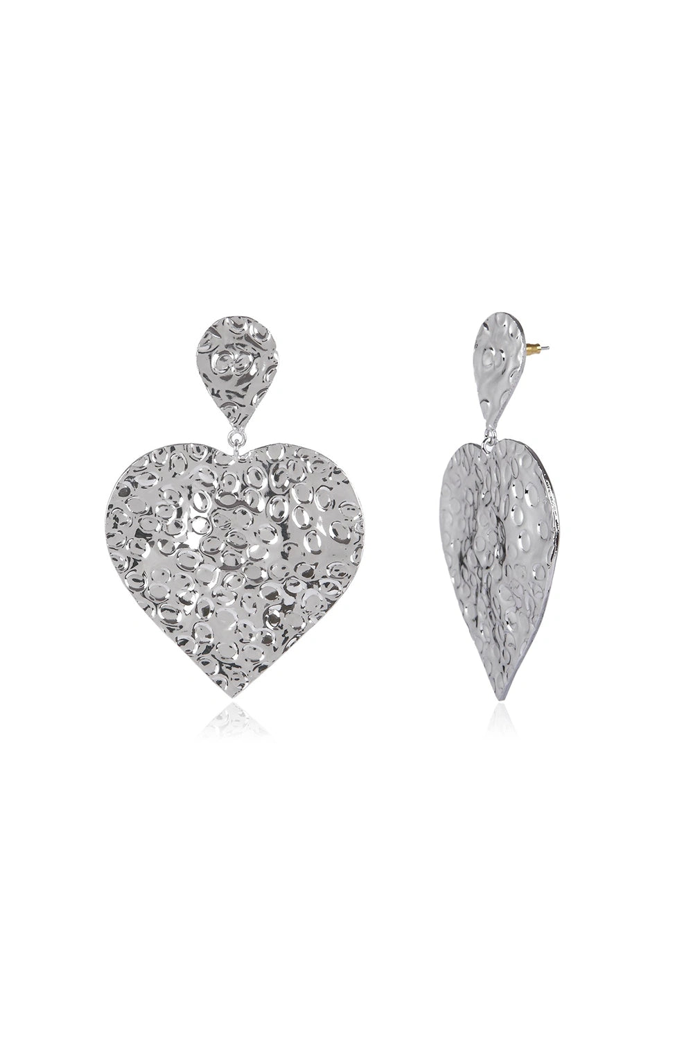 Beaten Heart Silver Earring
