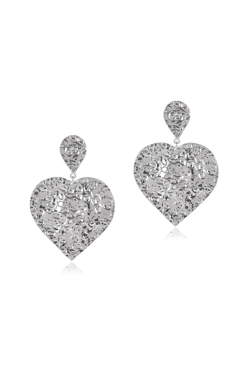 Beaten Heart Silver Earring