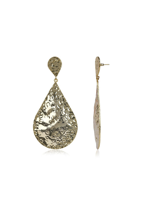Beaten Teardrop Gold Earring