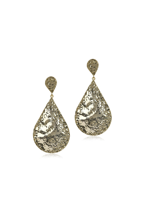 Beaten Teardrop Gold Earring