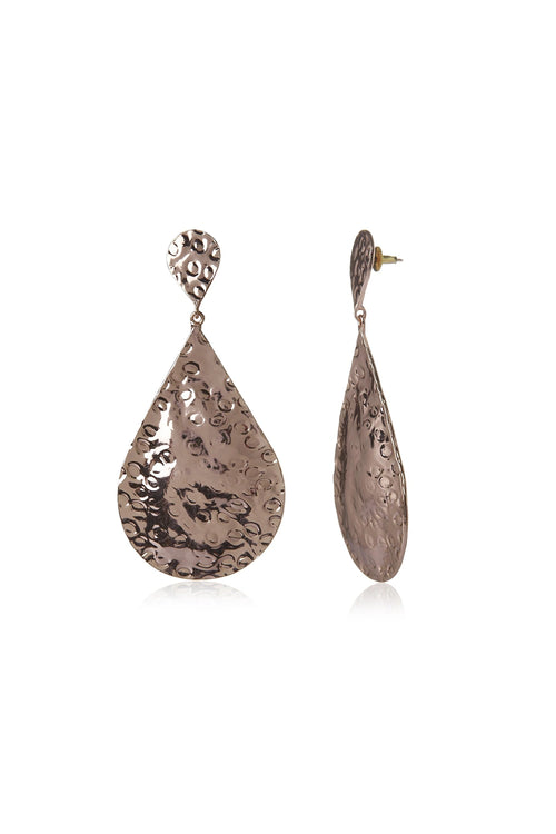 Beaten Teardrop Rosegold Earring