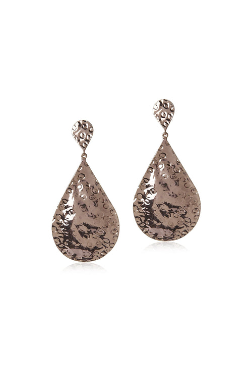 Beaten Teardrop Rosegold Earring