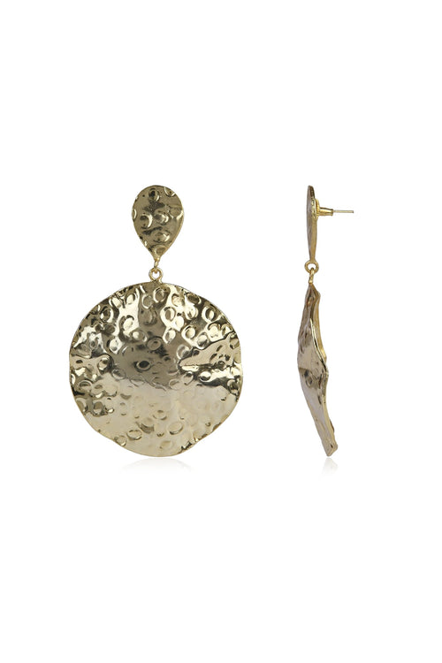 Beaten Sphere Gold Earring