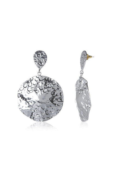 Beaten Sphere Silver Earring