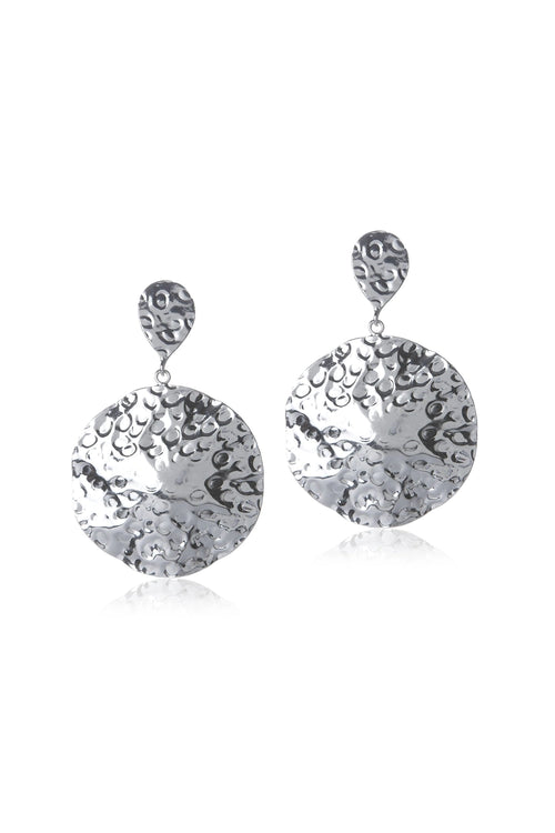 Beaten Sphere Silver Earring