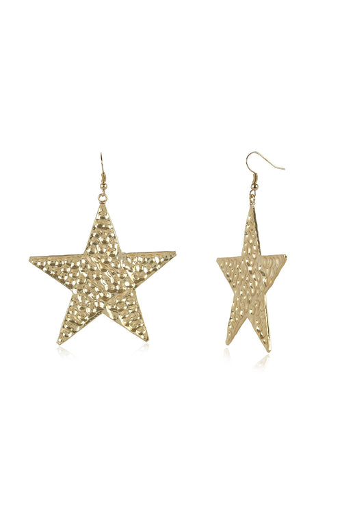 Beaten Star Gold Earring