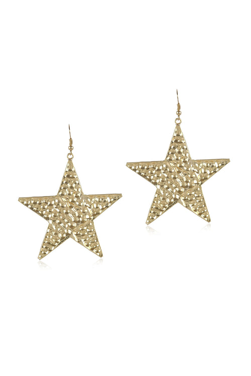 Beaten Star Gold Earring