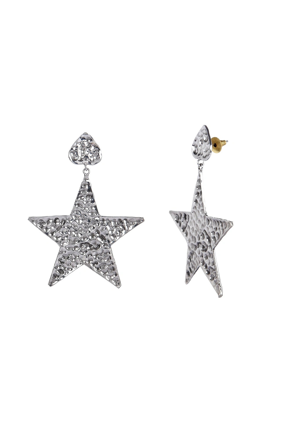 Beaten Star Silver Earring
