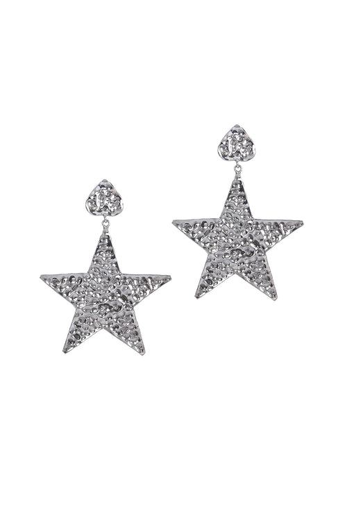 Beaten Star Silver Earring