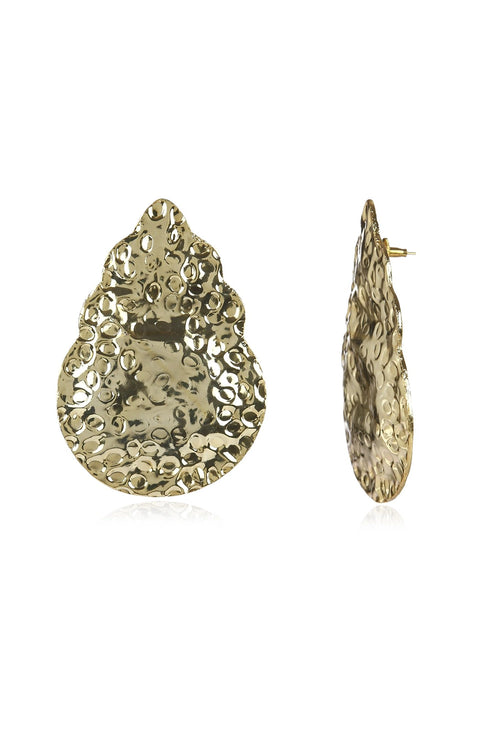 Beaten Drop Gold Earring