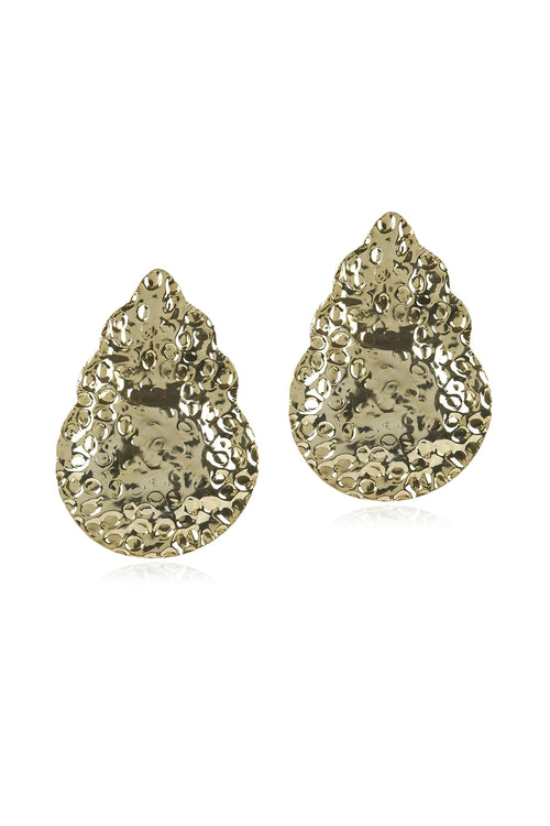 Beaten Drop Gold Earring