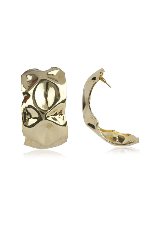 Beaten Hoops Gold Earring