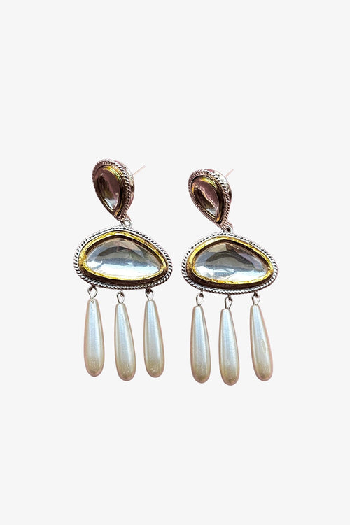 Polki Triangular Drop Earrings