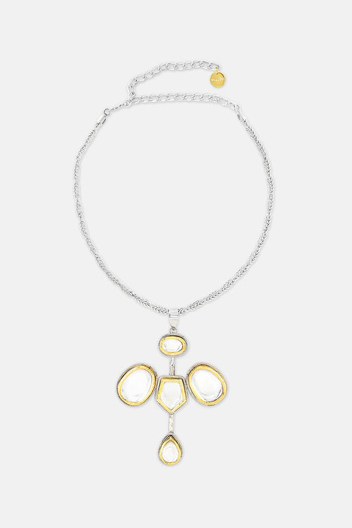 Gold & Silver Polki Vatician Necklace
