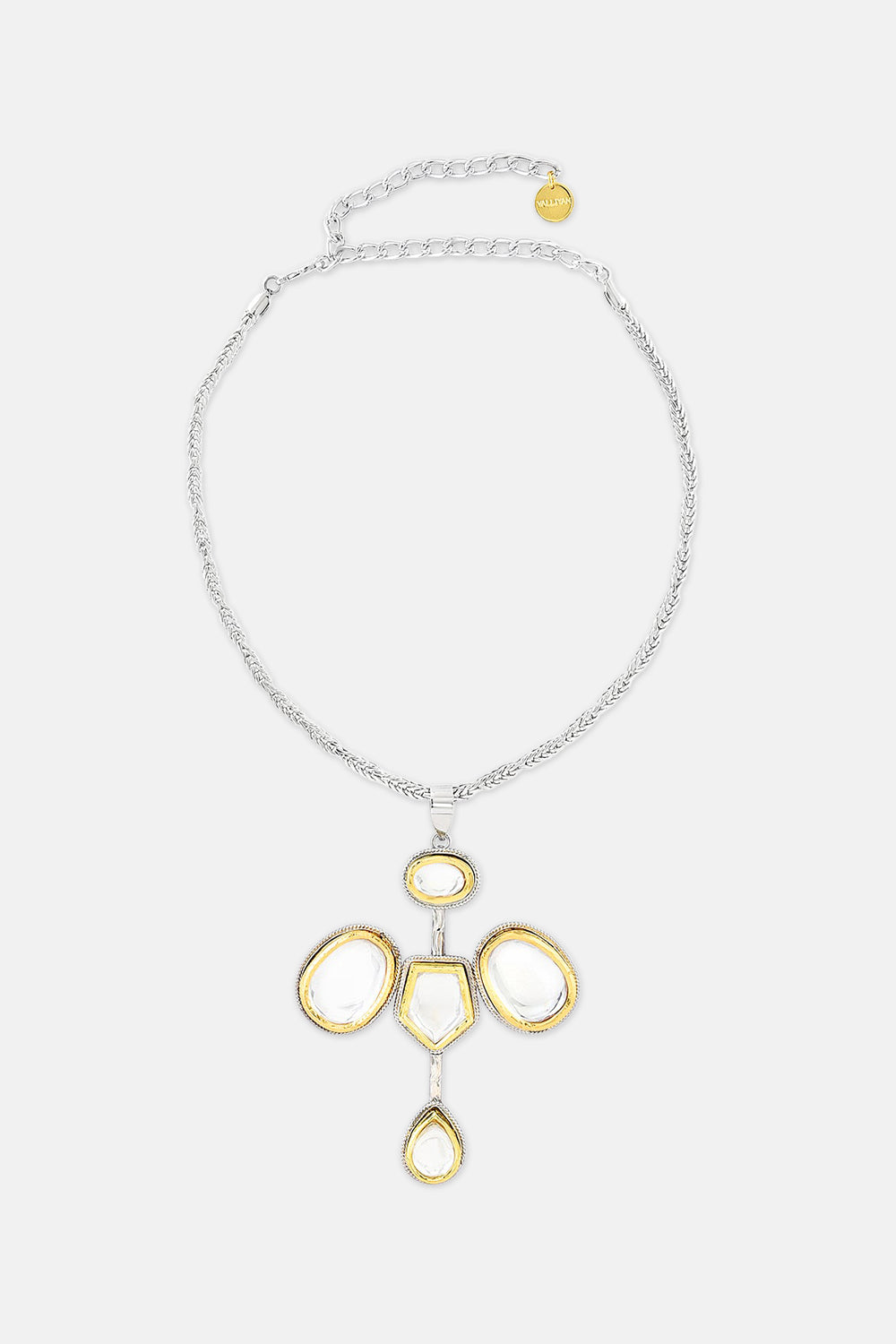 Gold & Silver Polki Vatician Necklace