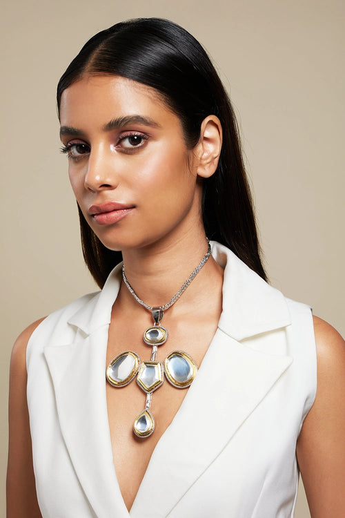 Gold & Silver Polki Vatician Necklace